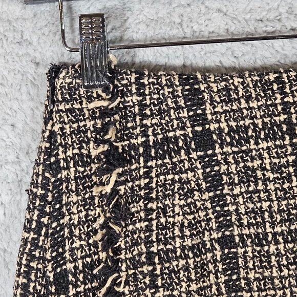 Tweed Fringed Mini Skirt In Black & Beige By Shein - Picture 5 of 14